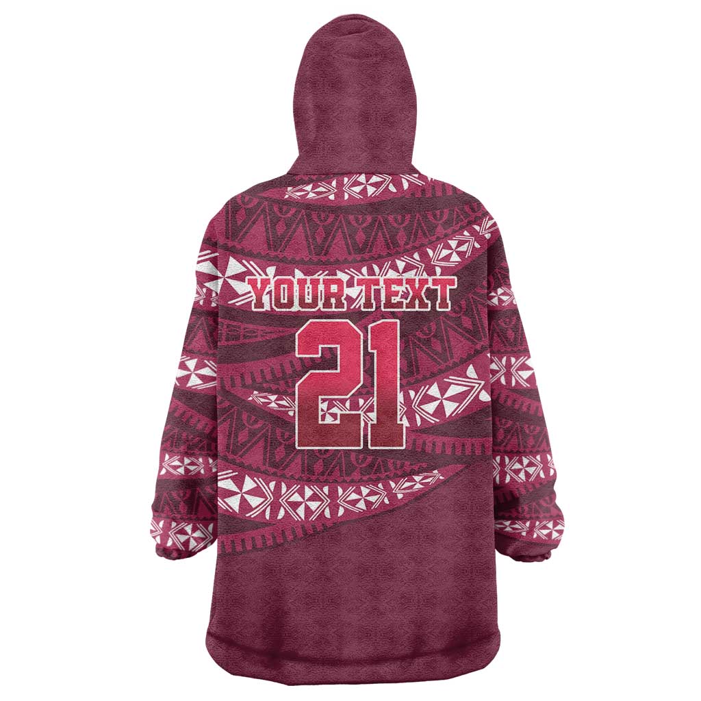 Queensland Rugby Pacific Custom Wearable Blanket Hoodie Pasifika Tapa Pattern