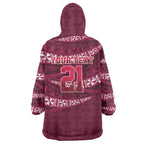 Queensland Rugby Pacific Custom Wearable Blanket Hoodie Pasifika Tapa Pattern