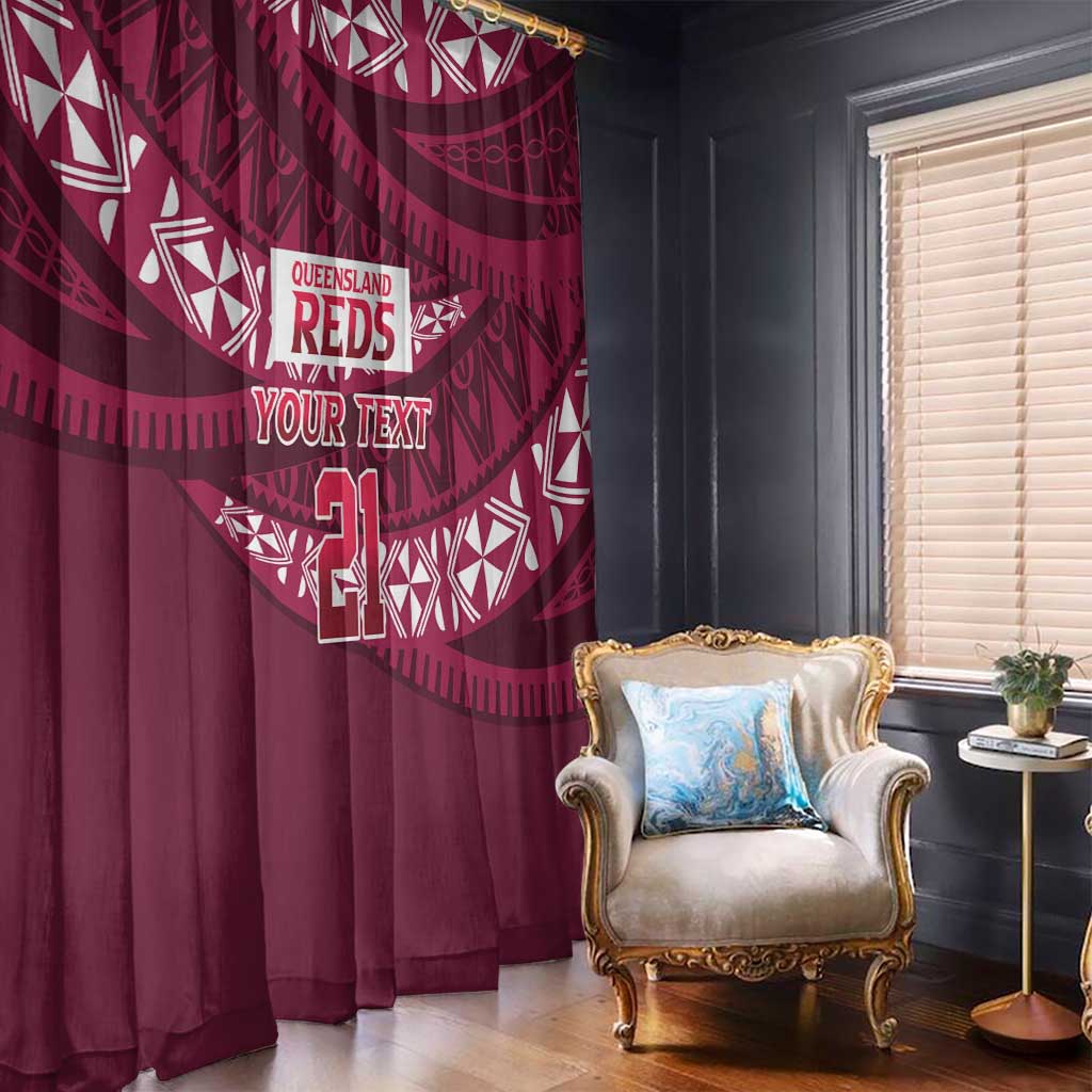 Queensland Rugby Pacific Custom Window Curtain Pasifika Tapa Pattern