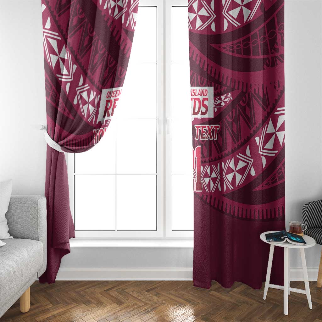 Queensland Rugby Pacific Custom Window Curtain Pasifika Tapa Pattern