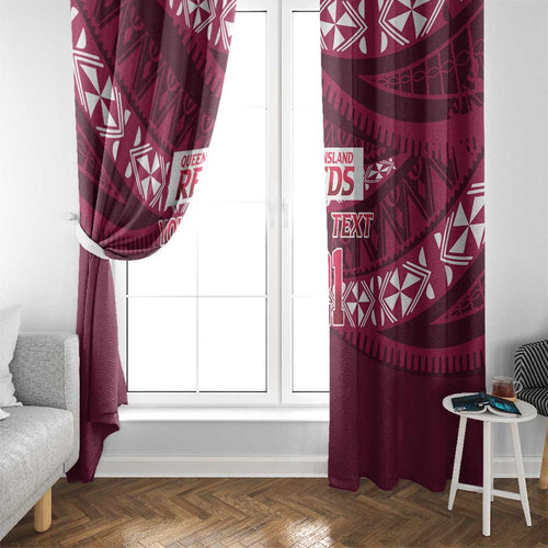 Queensland Rugby Pacific Custom Window Curtain Pasifika Tapa Pattern