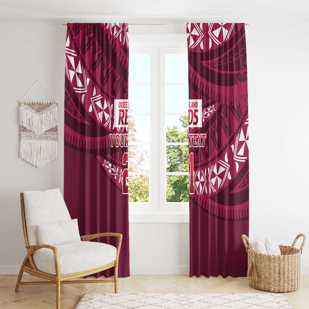 Queensland Rugby Pacific Custom Window Curtain Pasifika Tapa Pattern