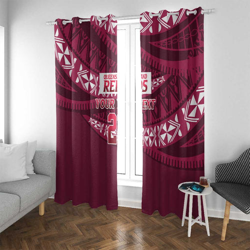 Queensland Rugby Pacific Custom Window Curtain Pasifika Tapa Pattern