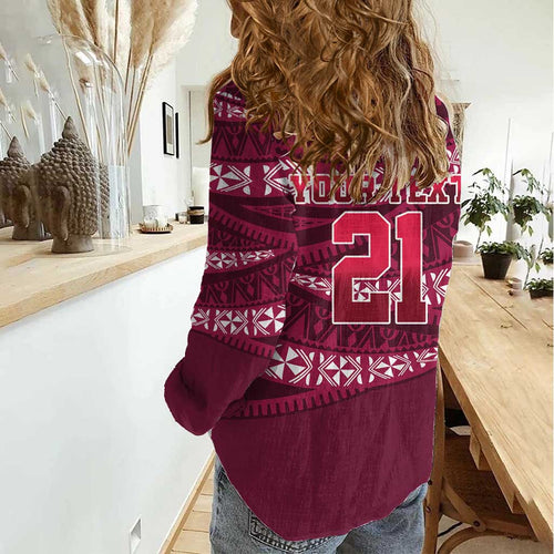 Queensland Rugby Pacific Custom Women Casual Shirt Pasifika Tapa Pattern