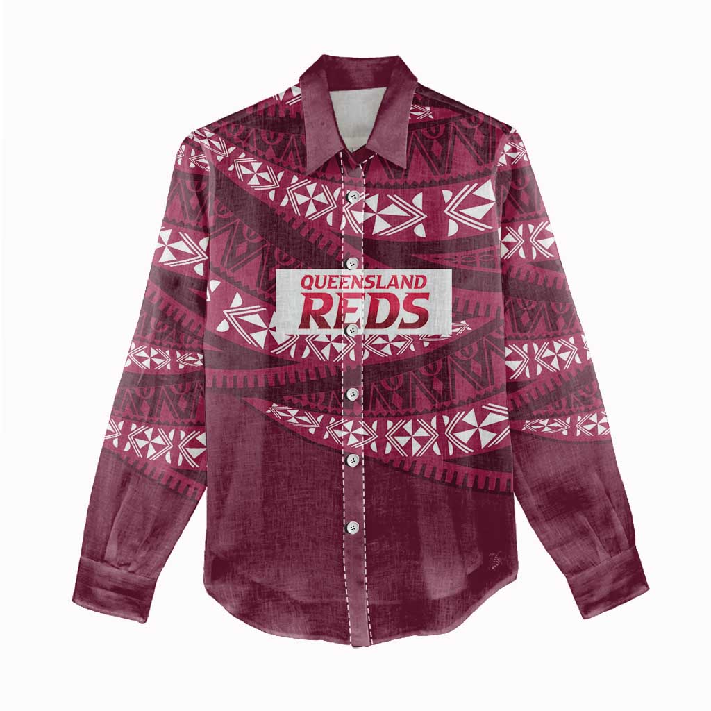 Queensland Rugby Pacific Custom Women Casual Shirt Pasifika Tapa Pattern