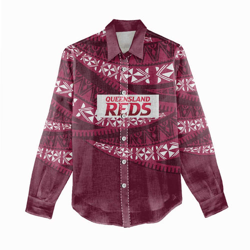 Queensland Rugby Pacific Custom Women Casual Shirt Pasifika Tapa Pattern