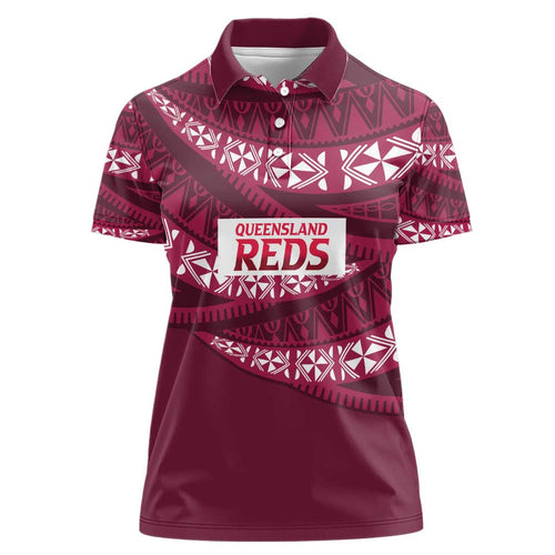 Queensland Rugby Pacific Custom Women Polo Shirt Pasifika Tapa Pattern