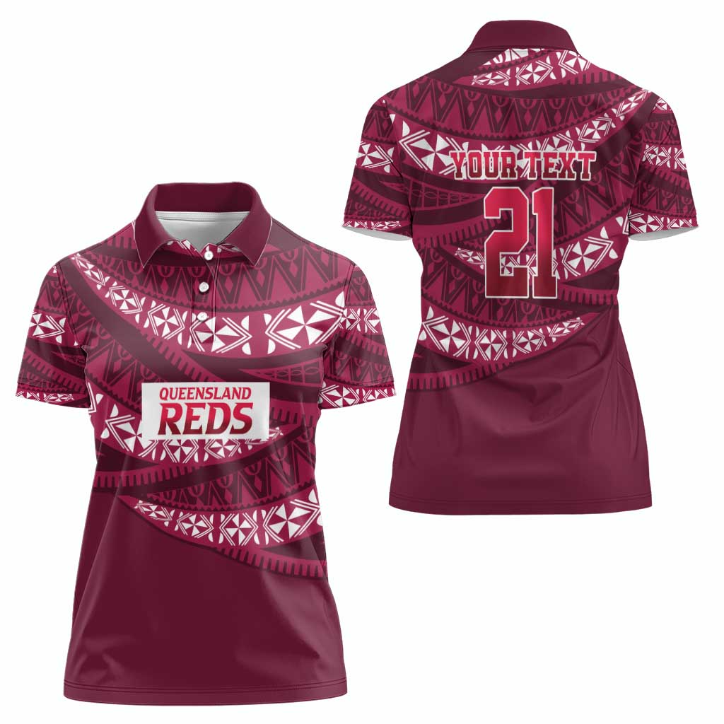 Queensland Rugby Pacific Custom Women Polo Shirt Pasifika Tapa Pattern