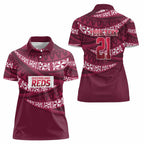Queensland Rugby Pacific Custom Women Polo Shirt Pasifika Tapa Pattern