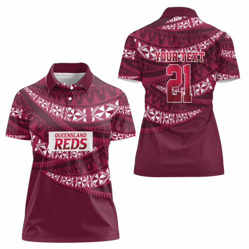 Queensland Rugby Pacific Custom Women Polo Shirt Pasifika Tapa Pattern