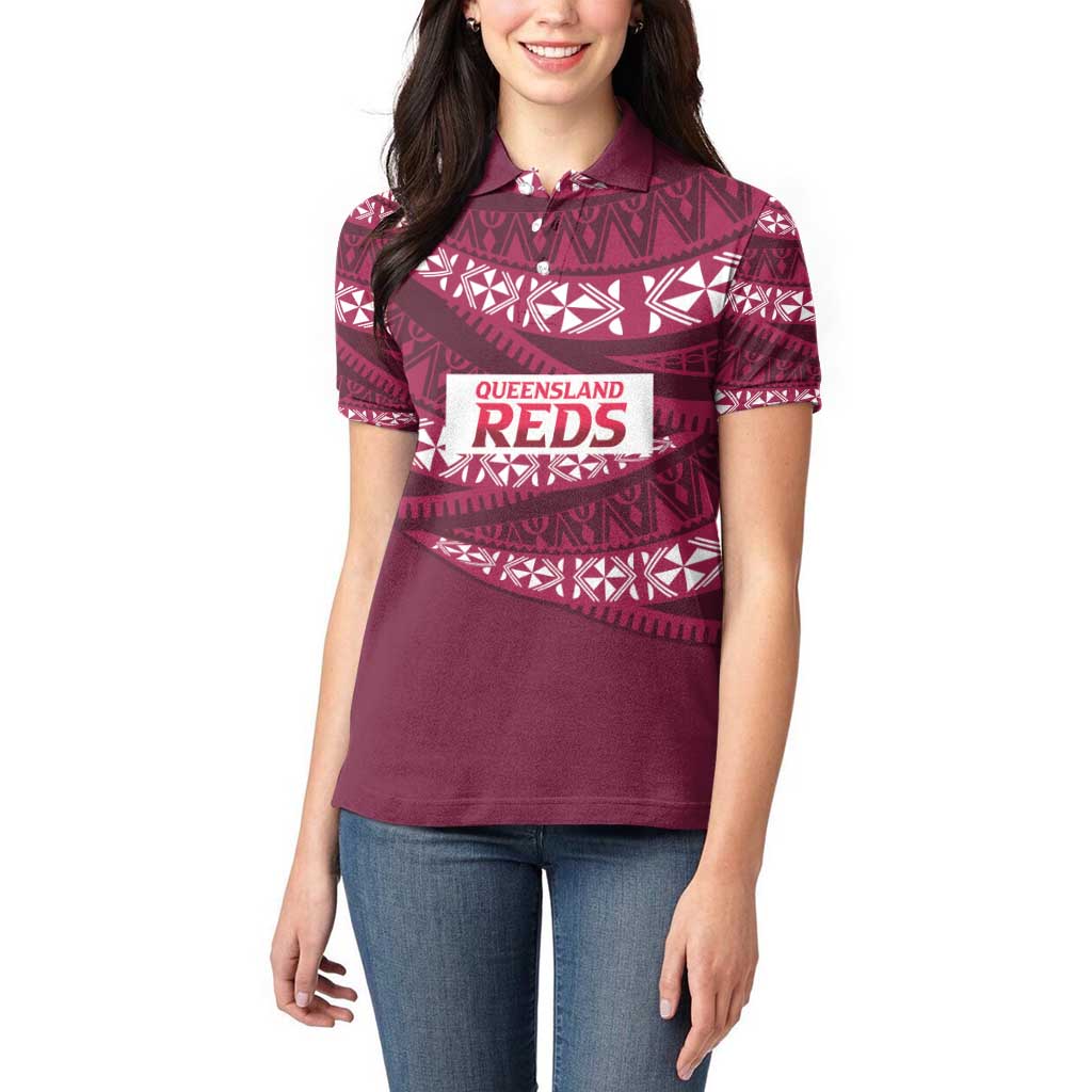 Queensland Rugby Pacific Custom Women Polo Shirt Pasifika Tapa Pattern