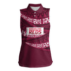 Queensland Rugby Pacific Custom Women Sleeveless Polo Shirt Pasifika Tapa Pattern