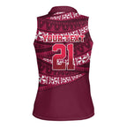 Queensland Rugby Pacific Custom Women Sleeveless Polo Shirt Pasifika Tapa Pattern