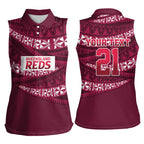 Queensland Rugby Pacific Custom Women Sleeveless Polo Shirt Pasifika Tapa Pattern