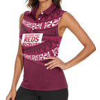 Queensland Rugby Pacific Custom Women Sleeveless Polo Shirt Pasifika Tapa Pattern