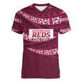 Queensland Rugby Pacific Custom Women V-Neck T-Shirt Pasifika Tapa Pattern
