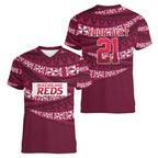 Queensland Rugby Pacific Custom Women V-Neck T-Shirt Pasifika Tapa Pattern