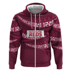Queensland Rugby Pacific Custom Zip Hoodie Pasifika Tapa Pattern