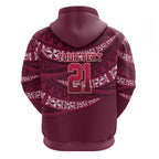 Queensland Rugby Pacific Custom Zip Hoodie Pasifika Tapa Pattern