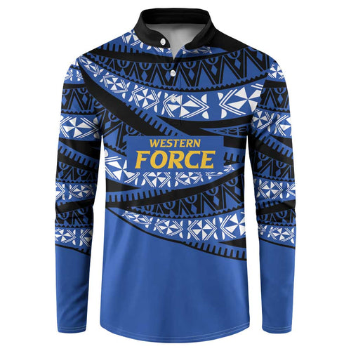 Western Australia Rugby Pacific Custom Button Sweatshirt Pasifika Tapa Pattern