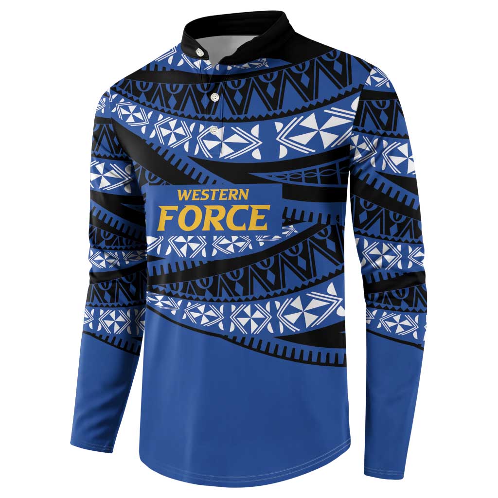 Western Australia Rugby Pacific Custom Button Sweatshirt Pasifika Tapa Pattern