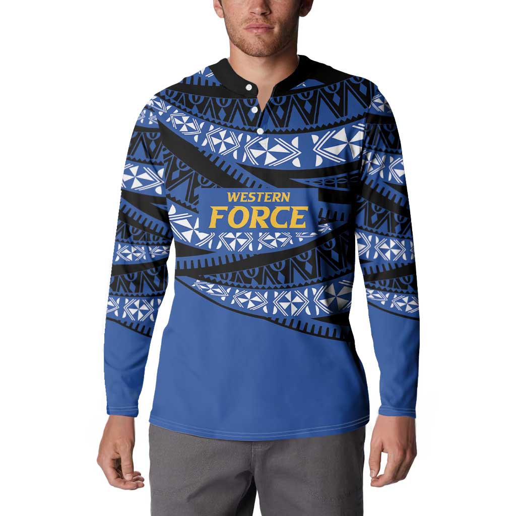 Western Australia Rugby Pacific Custom Button Sweatshirt Pasifika Tapa Pattern