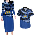 Western Australia Rugby Pacific Custom Couples Matching Long Sleeve Bodycon Dress and Hawaiian Shirt Pasifika Tapa Pattern