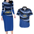 Western Australia Rugby Pacific Custom Couples Matching Long Sleeve Bodycon Dress and Hawaiian Shirt Pasifika Tapa Pattern