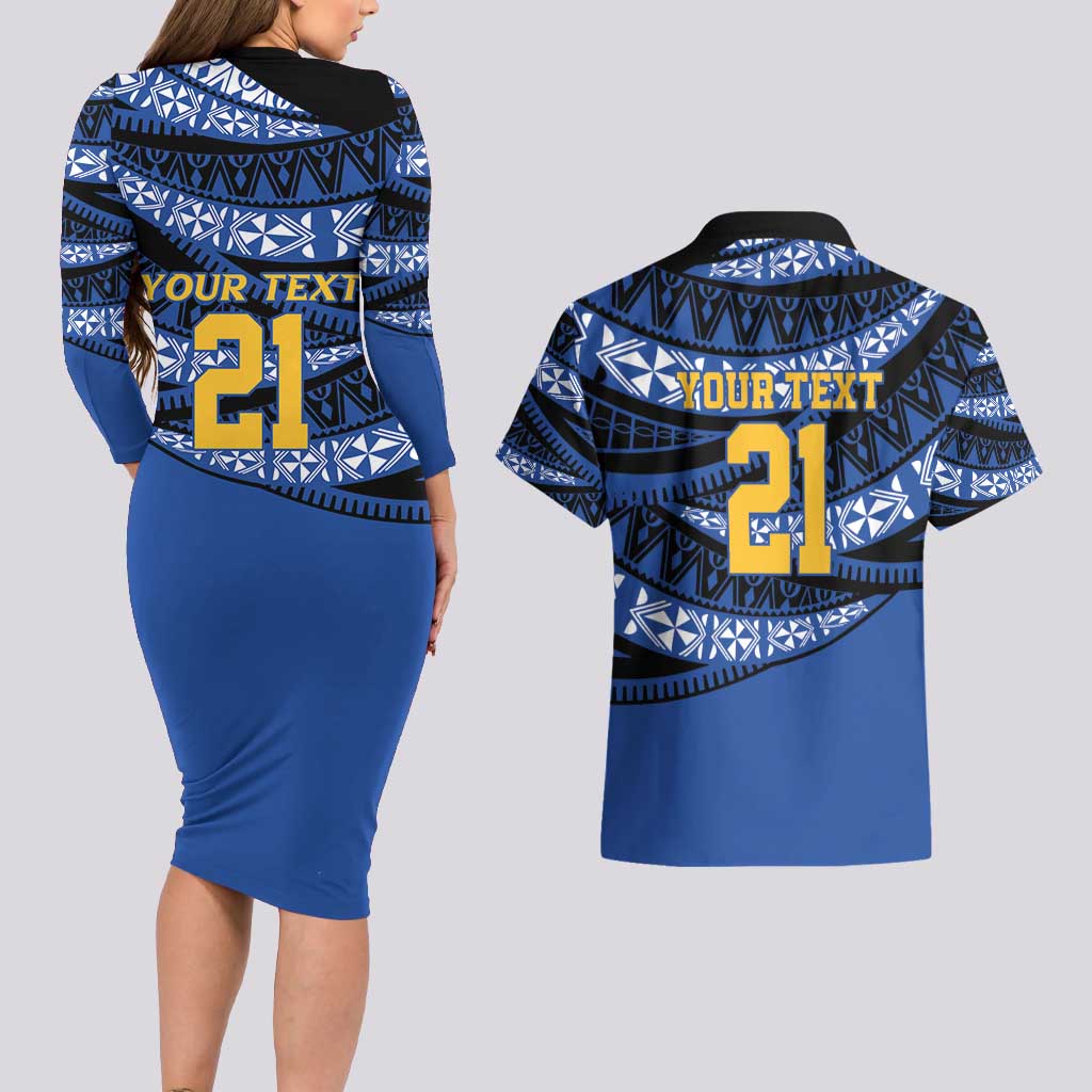Western Australia Rugby Pacific Custom Couples Matching Long Sleeve Bodycon Dress and Hawaiian Shirt Pasifika Tapa Pattern