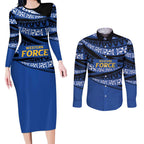 Western Australia Rugby Pacific Custom Couples Matching Long Sleeve Bodycon Dress and Long Sleeve Button Shirt Pasifika Tapa Pattern
