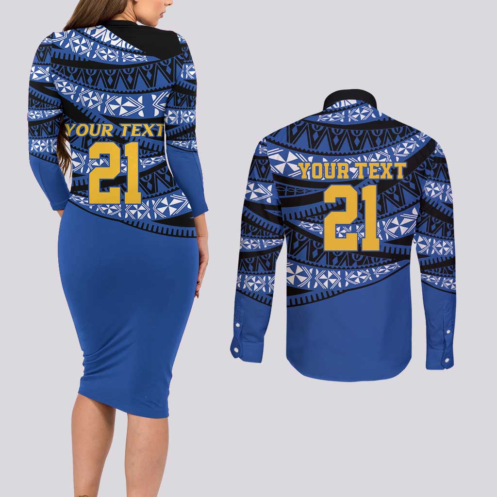 Western Australia Rugby Pacific Custom Couples Matching Long Sleeve Bodycon Dress and Long Sleeve Button Shirt Pasifika Tapa Pattern