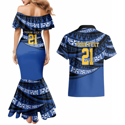 Western Australia Rugby Pacific Custom Couples Matching Mermaid Dress and Hawaiian Shirt Pasifika Tapa Pattern