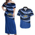 Western Australia Rugby Pacific Custom Couples Matching Off Shoulder Maxi Dress and Hawaiian Shirt Pasifika Tapa Pattern