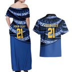 Western Australia Rugby Pacific Custom Couples Matching Off Shoulder Maxi Dress and Hawaiian Shirt Pasifika Tapa Pattern