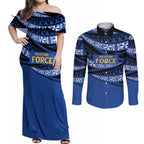 Western Australia Rugby Pacific Custom Couples Matching Off Shoulder Maxi Dress and Long Sleeve Button Shirt Pasifika Tapa Pattern