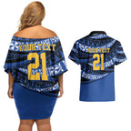 Western Australia Rugby Pacific Custom Couples Matching Off Shoulder Short Dress and Hawaiian Shirt Pasifika Tapa Pattern