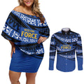 Western Australia Rugby Pacific Custom Couples Matching Off Shoulder Short Dress and Long Sleeve Button Shirt Pasifika Tapa Pattern