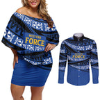 Western Australia Rugby Pacific Custom Couples Matching Off Shoulder Short Dress and Long Sleeve Button Shirt Pasifika Tapa Pattern