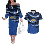 Western Australia Rugby Pacific Custom Couples Matching Off The Shoulder Long Sleeve Dress and Hawaiian Shirt Pasifika Tapa Pattern