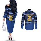 Western Australia Rugby Pacific Custom Couples Matching Off The Shoulder Long Sleeve Dress and Long Sleeve Button Shirt Pasifika Tapa Pattern