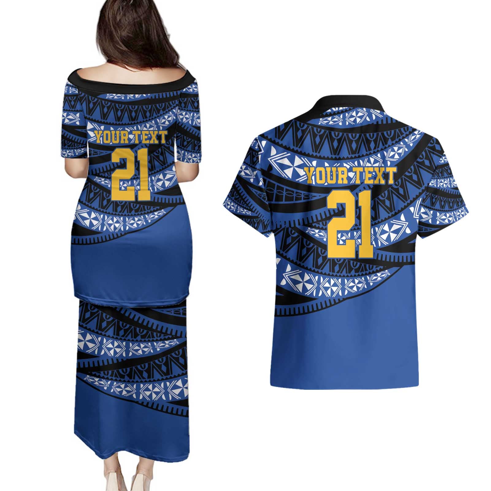 Western Australia Rugby Pacific Custom Couples Matching Puletasi and Hawaiian Shirt Pasifika Tapa Pattern