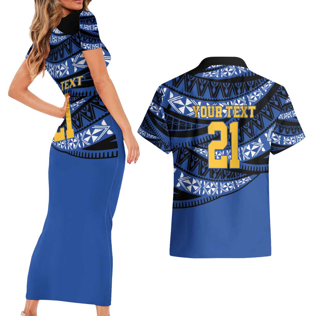 Western Australia Rugby Pacific Custom Couples Matching Short Sleeve Bodycon Dress and Hawaiian Shirt Pasifika Tapa Pattern