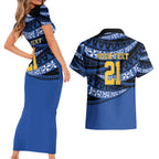 Western Australia Rugby Pacific Custom Couples Matching Short Sleeve Bodycon Dress and Hawaiian Shirt Pasifika Tapa Pattern