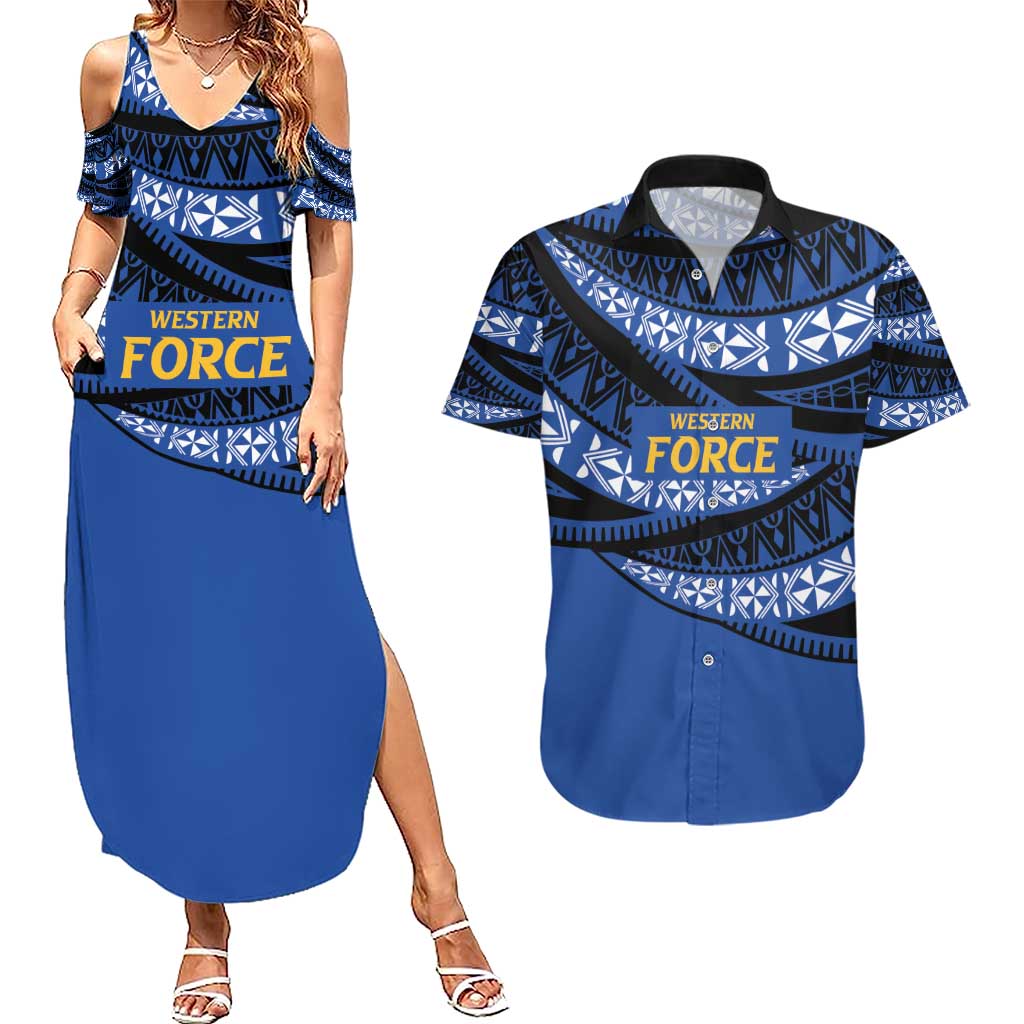 Western Australia Rugby Pacific Custom Couples Matching Summer Maxi Dress and Hawaiian Shirt Pasifika Tapa Pattern