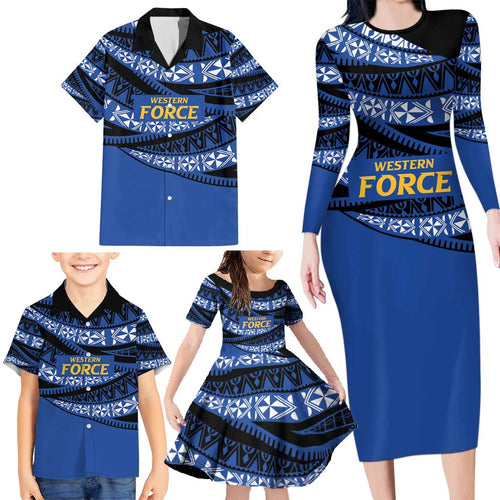 Western Australia Rugby Pacific Custom Family Matching Long Sleeve Bodycon Dress and Hawaiian Shirt Pasifika Tapa Pattern