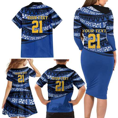 Western Australia Rugby Pacific Custom Family Matching Long Sleeve Bodycon Dress and Hawaiian Shirt Pasifika Tapa Pattern
