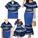 Western Australia Rugby Pacific Custom Family Matching Mermaid Dress and Hawaiian Shirt Pasifika Tapa Pattern