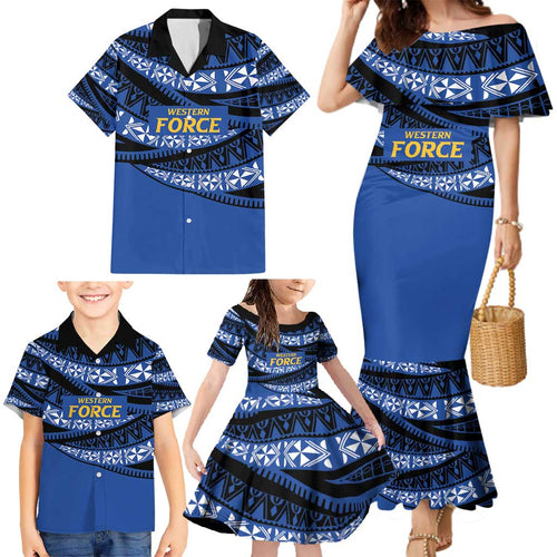 Western Australia Rugby Pacific Custom Family Matching Mermaid Dress and Hawaiian Shirt Pasifika Tapa Pattern
