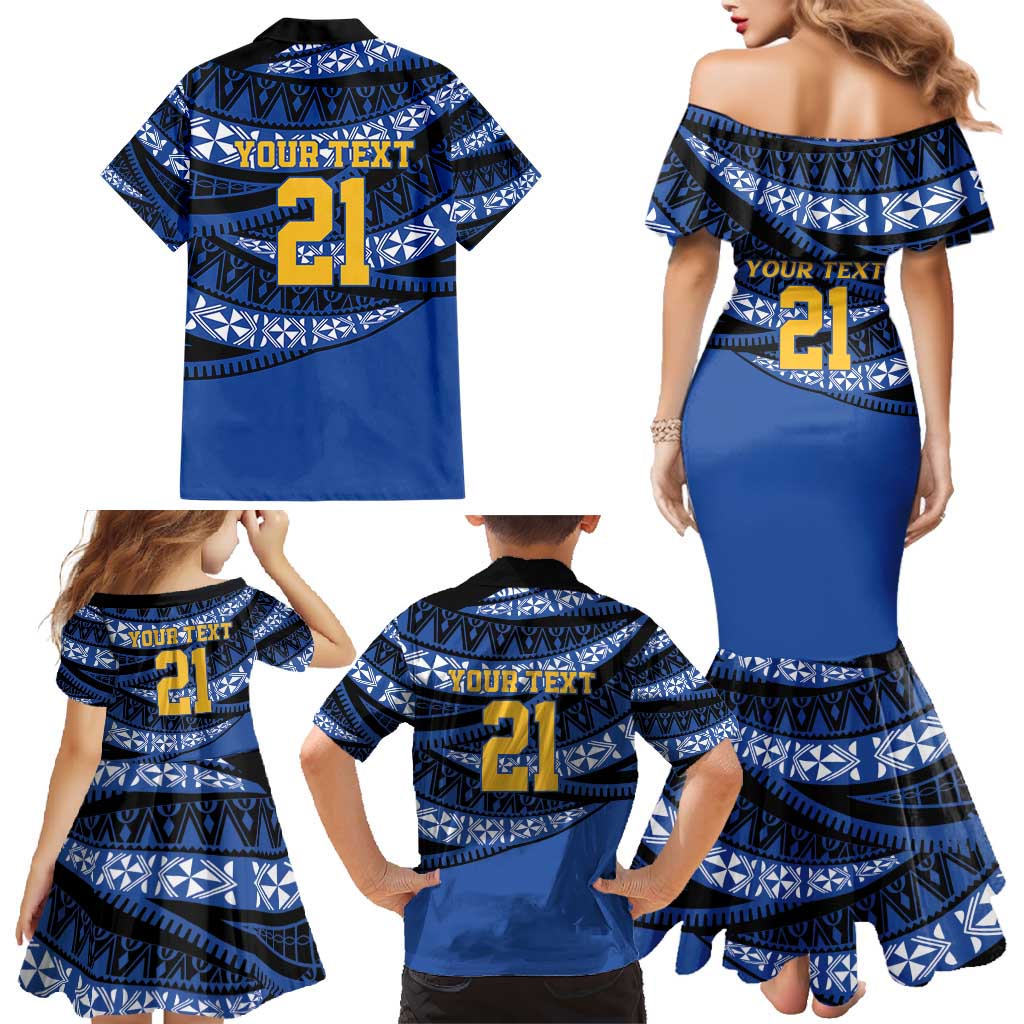 Western Australia Rugby Pacific Custom Family Matching Mermaid Dress and Hawaiian Shirt Pasifika Tapa Pattern