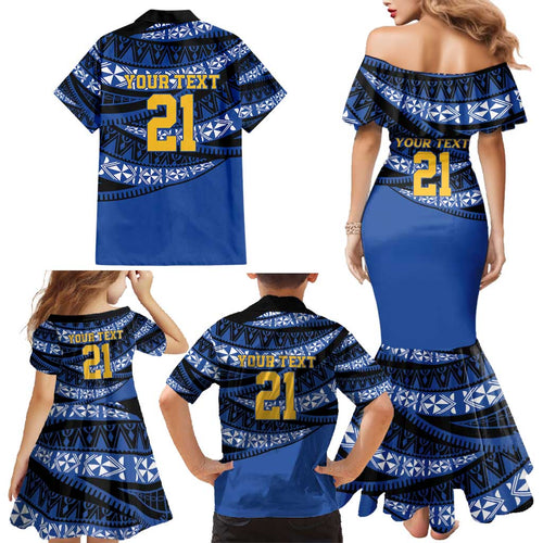 Western Australia Rugby Pacific Custom Family Matching Mermaid Dress and Hawaiian Shirt Pasifika Tapa Pattern
